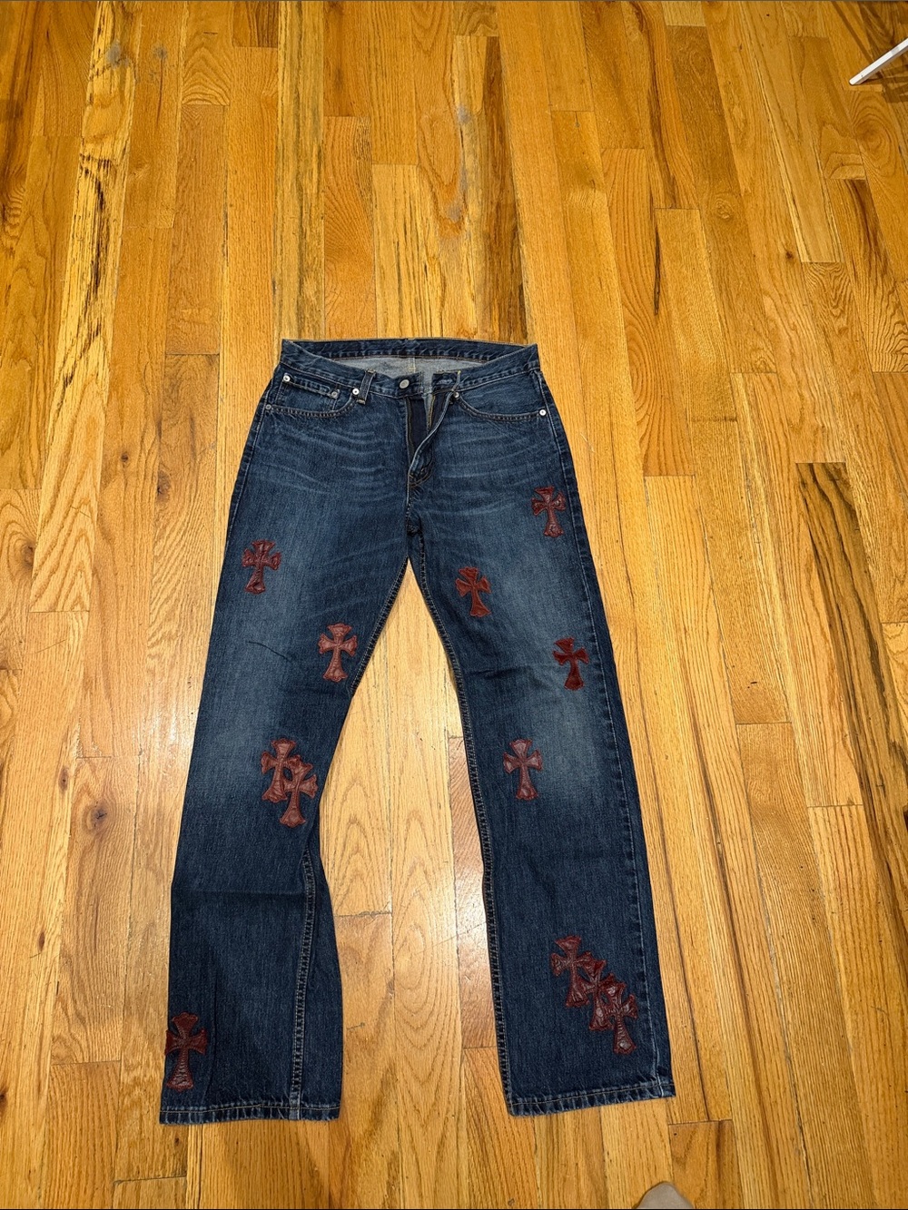 Levi's Chrome Hearts Inspired Dark Blue Denim Jeans 33x34